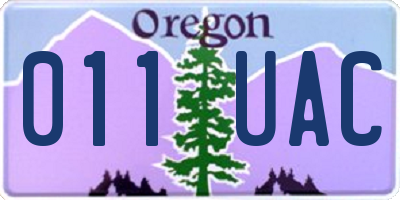OR license plate 011UAC