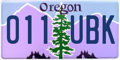 OR license plate 011UBK
