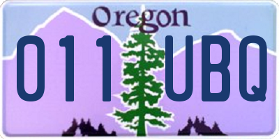 OR license plate 011UBQ