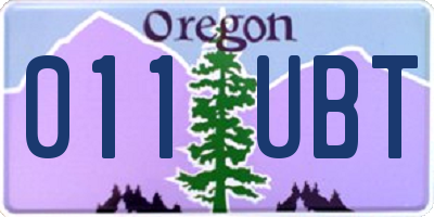 OR license plate 011UBT