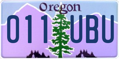 OR license plate 011UBU