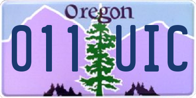OR license plate 011UIC