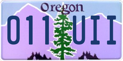 OR license plate 011UII