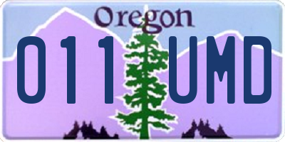 OR license plate 011UMD