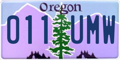 OR license plate 011UMW