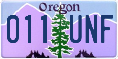 OR license plate 011UNF