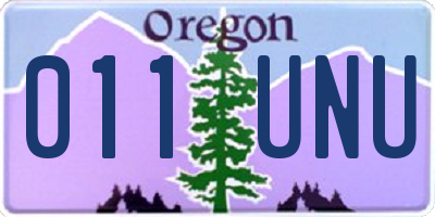 OR license plate 011UNU