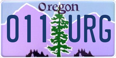 OR license plate 011URG