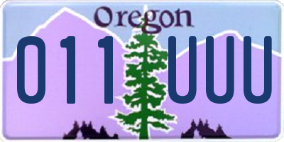 OR license plate 011UUU