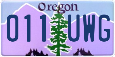 OR license plate 011UWG