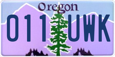 OR license plate 011UWK