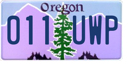OR license plate 011UWP