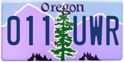 OR license plate 011UWR