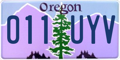OR license plate 011UYV