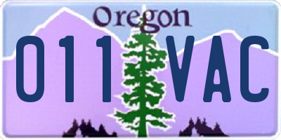 OR license plate 011VAC