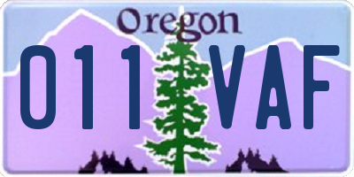 OR license plate 011VAF