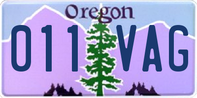 OR license plate 011VAG