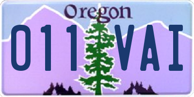 OR license plate 011VAI