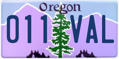 OR license plate 011VAL