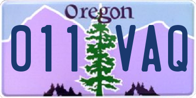 OR license plate 011VAQ