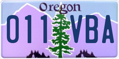OR license plate 011VBA
