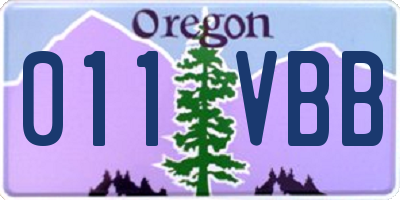 OR license plate 011VBB