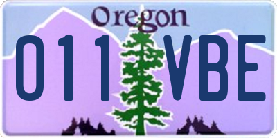 OR license plate 011VBE