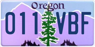 OR license plate 011VBF