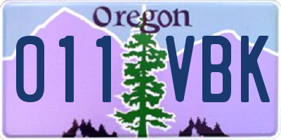 OR license plate 011VBK