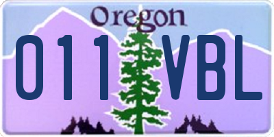 OR license plate 011VBL