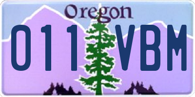 OR license plate 011VBM