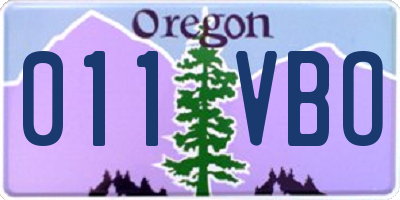 OR license plate 011VBO