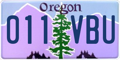 OR license plate 011VBU