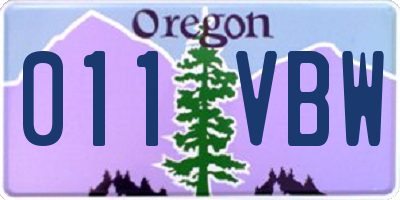 OR license plate 011VBW