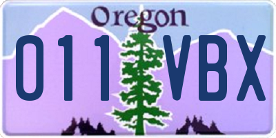 OR license plate 011VBX