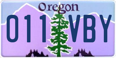 OR license plate 011VBY