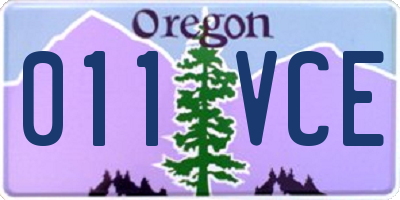 OR license plate 011VCE