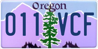 OR license plate 011VCF