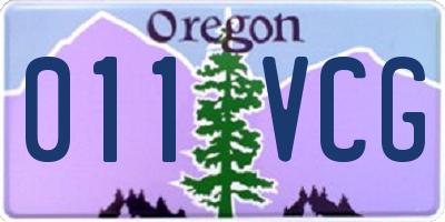 OR license plate 011VCG