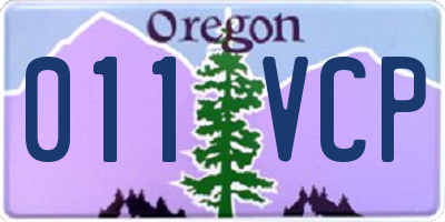 OR license plate 011VCP