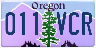 OR license plate 011VCR