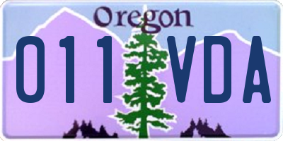 OR license plate 011VDA