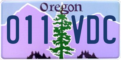 OR license plate 011VDC