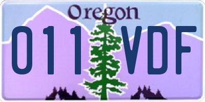 OR license plate 011VDF