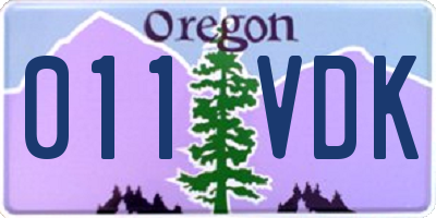 OR license plate 011VDK