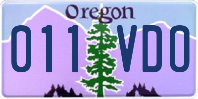 OR license plate 011VDO