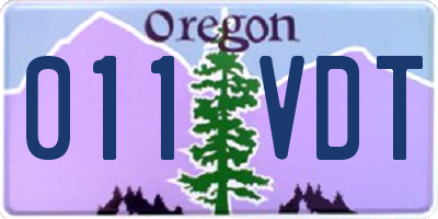 OR license plate 011VDT