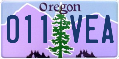 OR license plate 011VEA