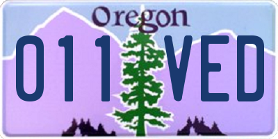 OR license plate 011VED