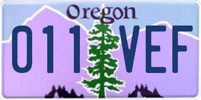 OR license plate 011VEF